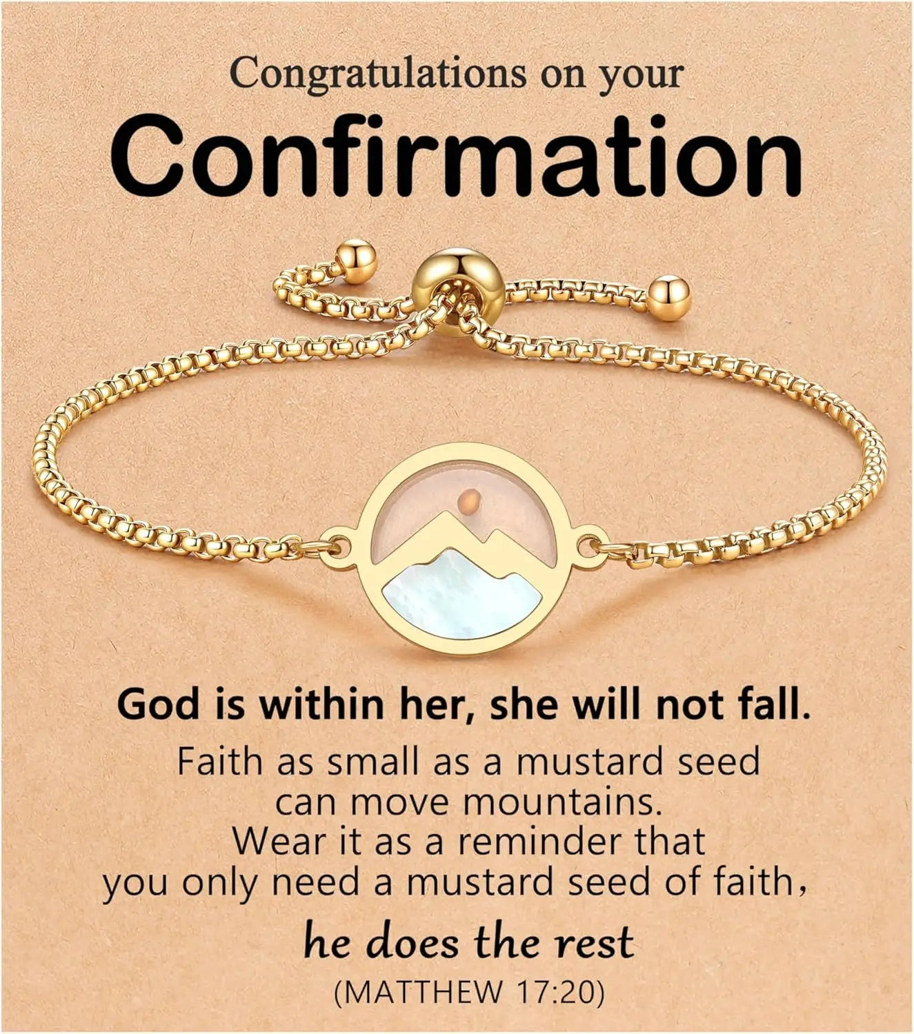 18k Gold Stainless Steel Mustard Seed Bracelets Baptism Confirmation Catholic Christian Easter Gifts for Teen Girl Kids Women