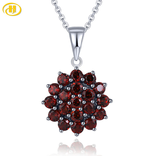 Natural Garnet Sterling Silver Pendants Women Fine Jewelry 2.9 Carats Red Garnet Original Design S925 Top Quality Birthday Gift