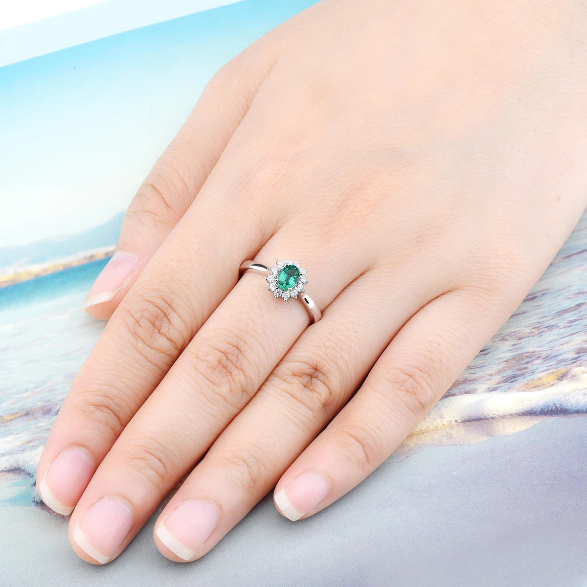 Natural Green Emerald Sterling Silver Rings 0.45 Carats Genuine Precious Gemstone Women Classic Fine Jewelrys Treasure Gifts