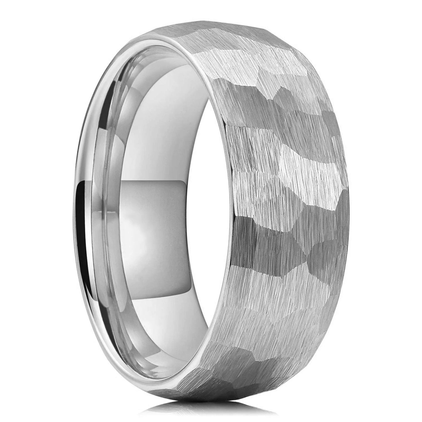 Fashion Hammered Multi-faceted Titanium Rings For Men Women Black Brushed Stainless Steel Couple Ring Wedding Engagement Jewelry