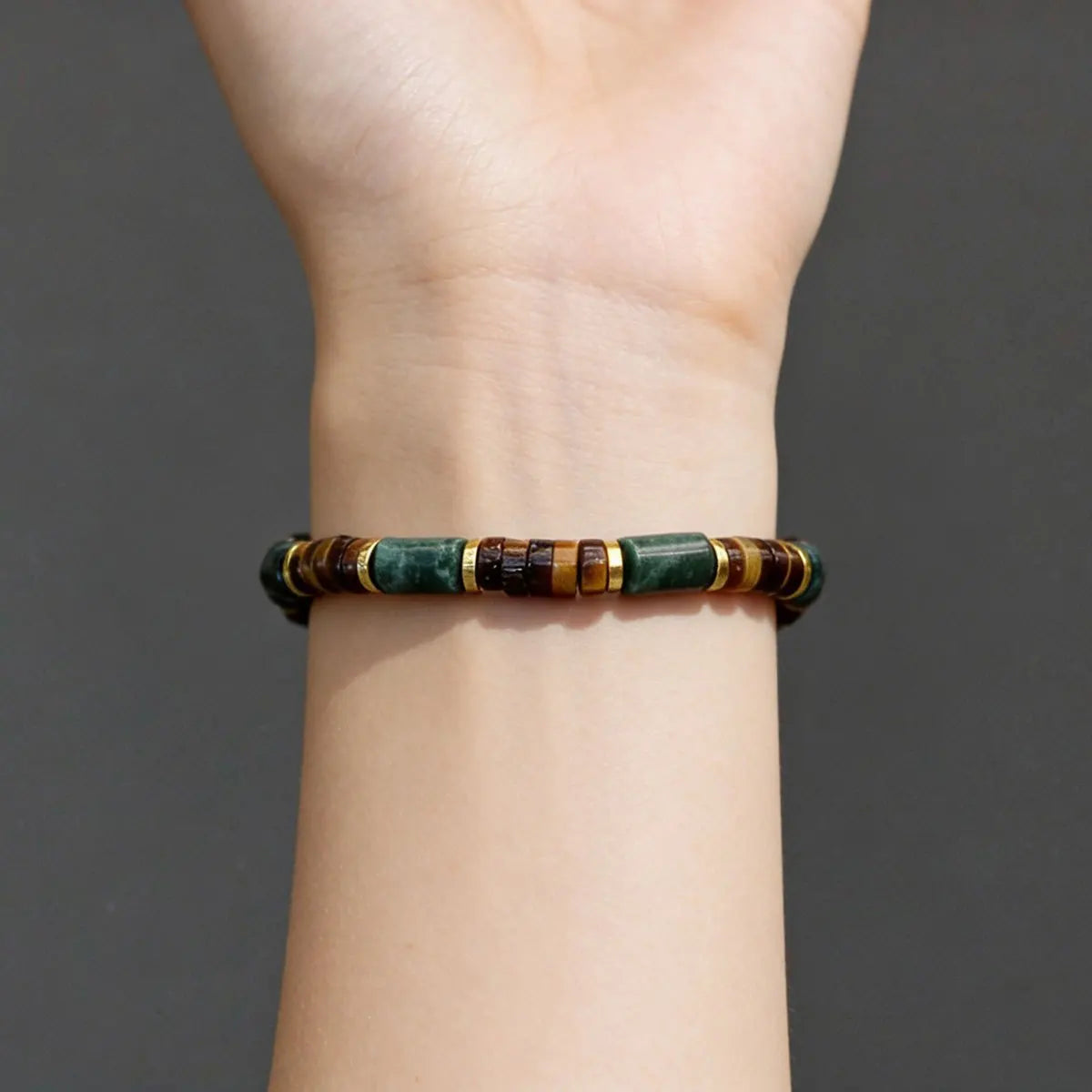 Green Agate & Tiger's Eye Bracelet: Attract Wealth & Prosperity. Skin-Friendly, Unisex Daily Wear.