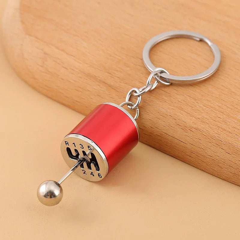 Mini Zinc Alloy Auto Parts Keychains Simulated Speed Gearbox Absorber Motor Piston Pendant Car Keys Holder Keyring Cute Men Gift Gear red 8 cm