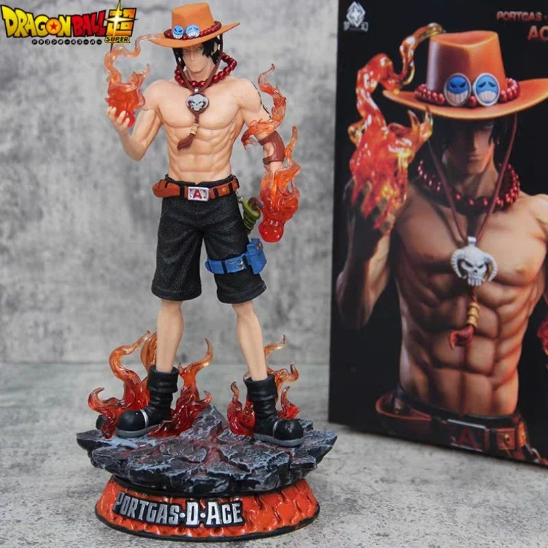 New 25cm One Piece Gk Fantasy Third Anniversary 1/3 Ace Super Huge Collect Figures Trendy Statue Anime Decoration Christmas Gift