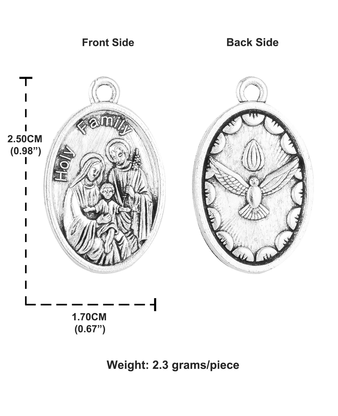 10Pcs Holy Family Medal Antique Oval Shaped Holy Dove Pigeon Pendants for Rosary Parts Religious Jewelry Accessories