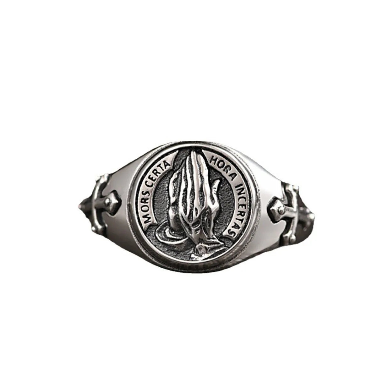 Prayer Hands Adjustable Rings, Stainless Steel Punk Dark Style Jewelry for Women and Men, Comfort Fit for Daily Wear, Gift Idea