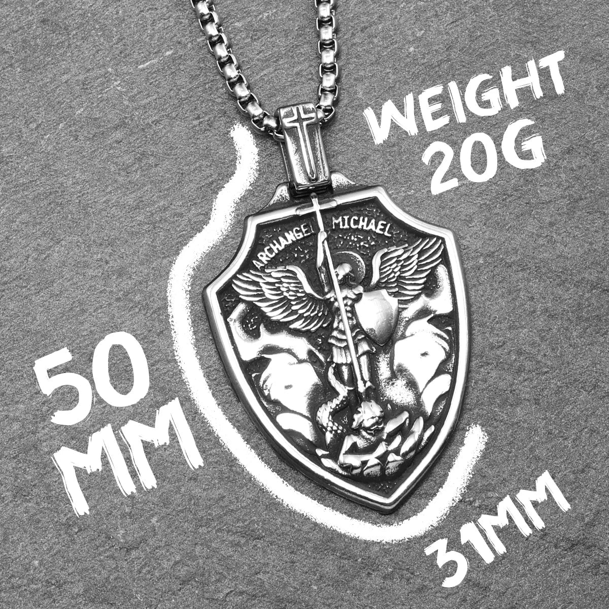 Archangel St.Michael Shield Amulet Stainless Steel Men Necklaces Pendant Chain Punk For Women Fashion Jewelry Gifts Wholesale