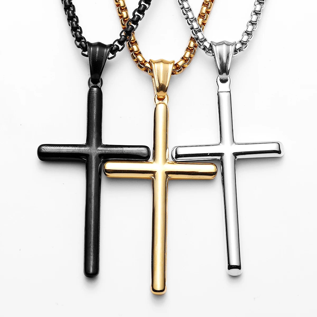 Simple Cross Amulet Stainless Steel Men Necklaces Pendant Chain Punk For Women Fashion Jewelry Gifts Wholesale Dropshiping