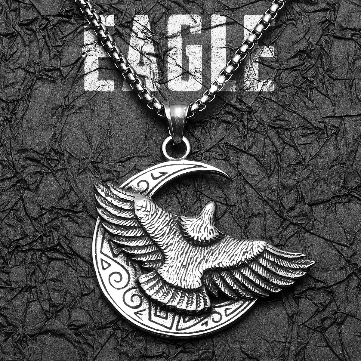 Moon Fly Eagle Stylish Stainless Steel Men Necklaces Pendant Chain Punk For Women Fashion Jewelry Gifts Wholesale Dropshiping