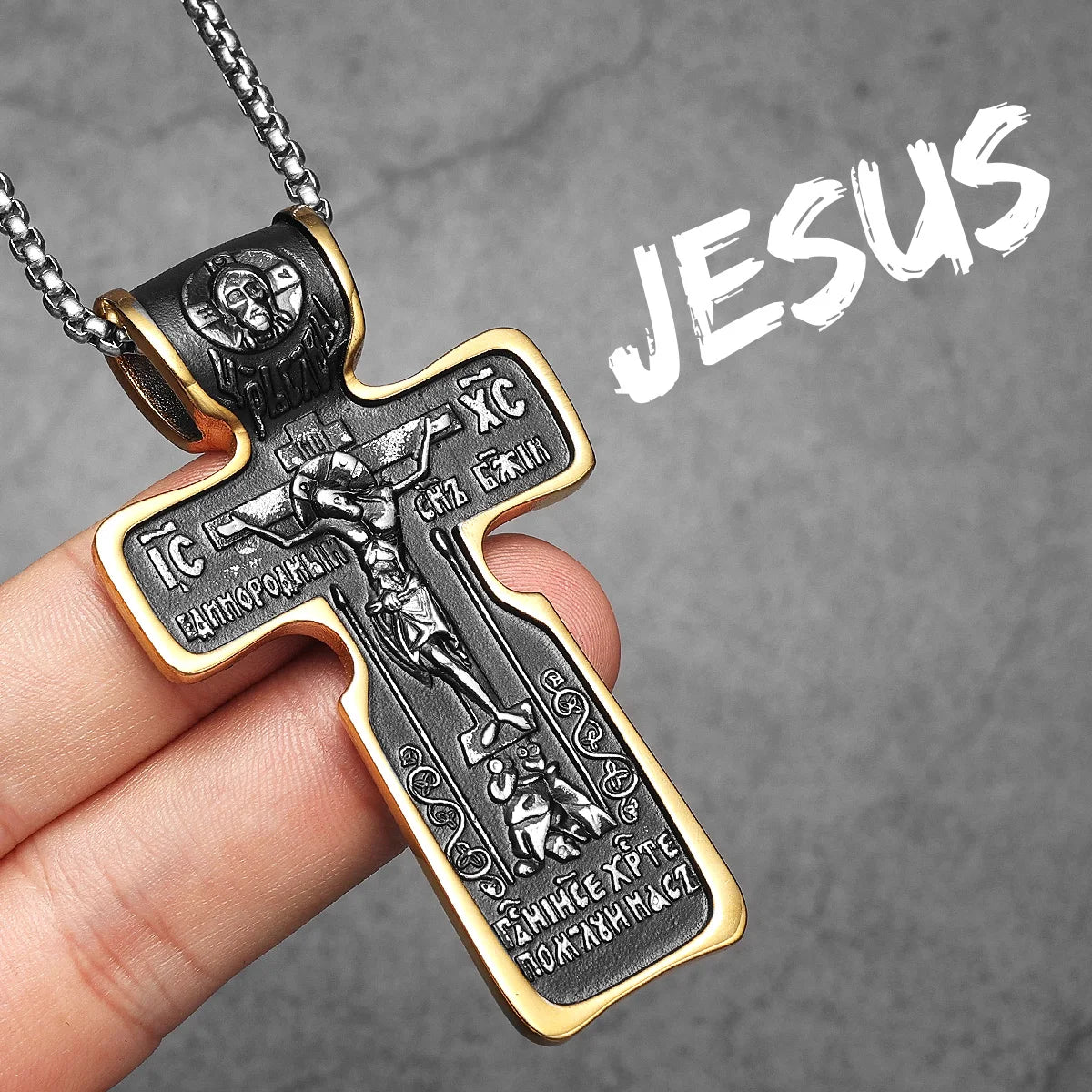 Jesus Big Cross Amulets Stainless Steel Men Necklaces Pendant Chain Punk For Women Fashion Jewelry Gifts Wholesale Dropshiping
