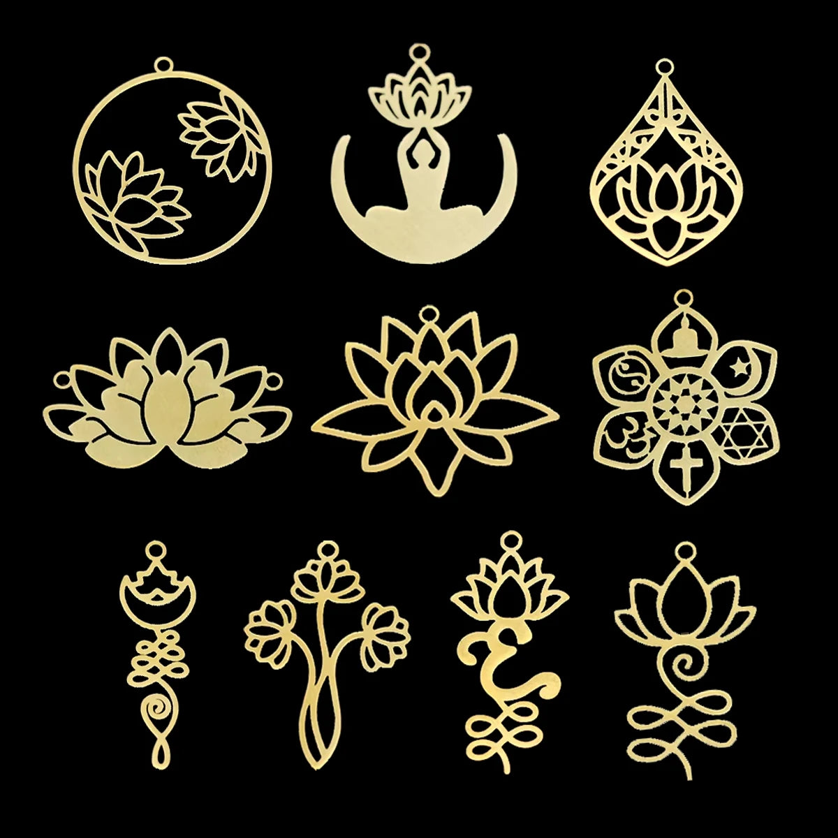 3pcs Lotus Flower Charms Pendant Stainless Steel Lotus Pendants Necklace For DIY Jewelry Making Handmade Valentine's Day Gift