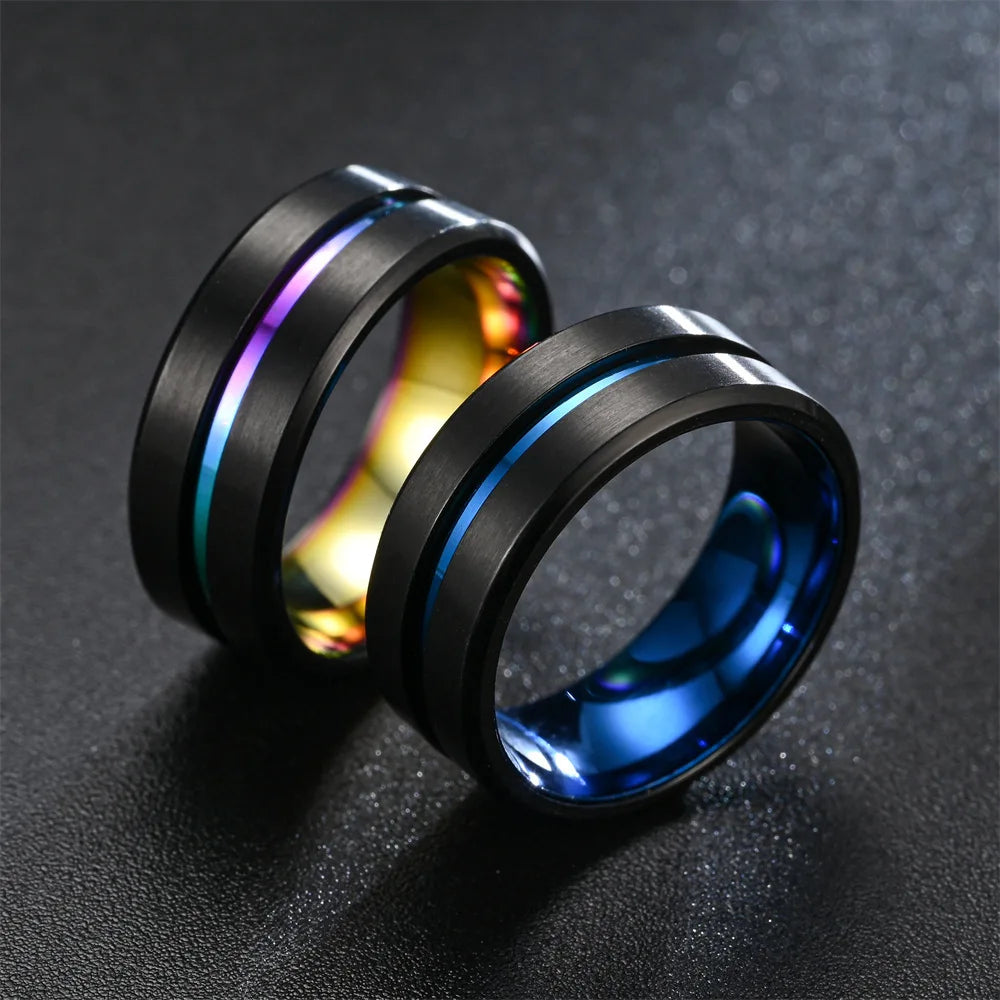 Fashion 8mm Silver Color Titanium Steel Rings For Men Women Matte Brushed Men Stainless Steel Rings Wedding Band Jewelry Gifts