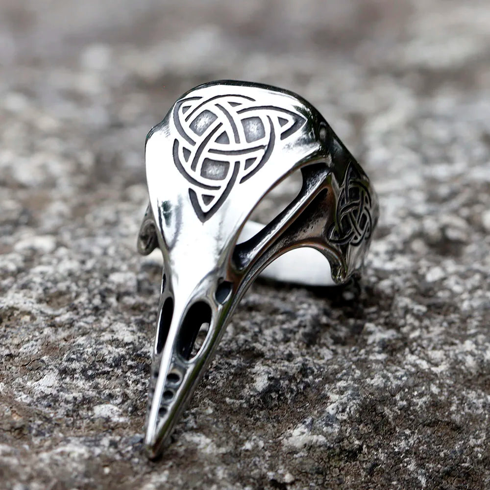 2023 Vintage Celtic Knot Totem Ring Nordic Mythology Viking Warrior Raven Head Men's Ring Domineering Fashion jewelry for gift As Shown