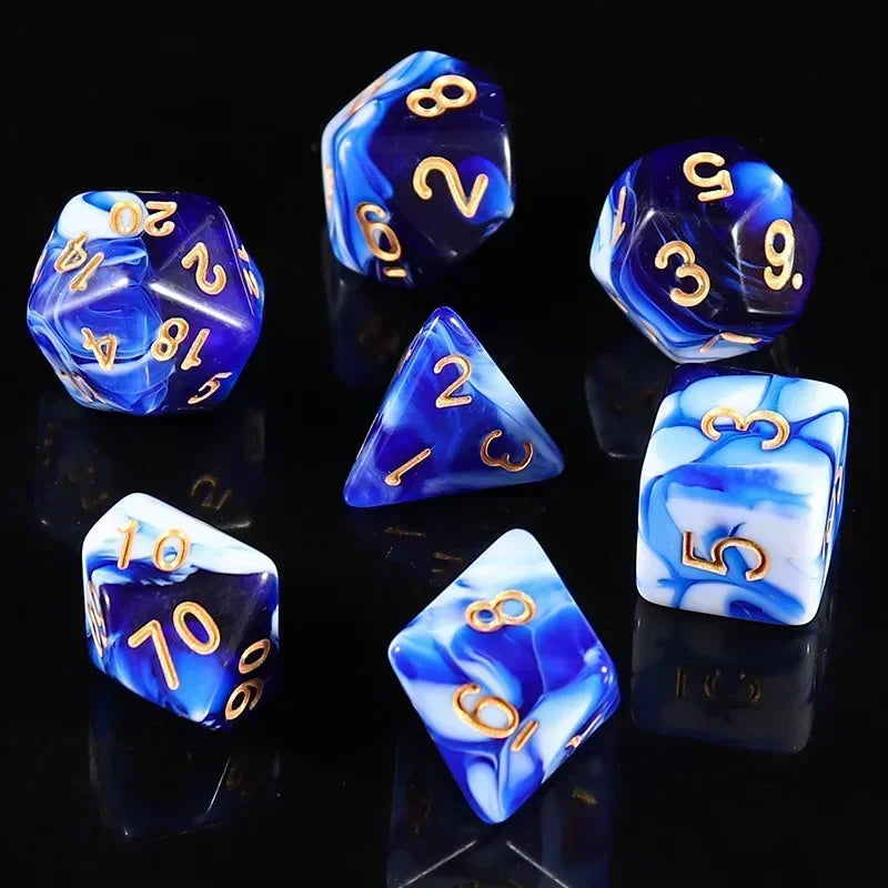 7 Pcs of Colorful Dice D20 D12 D10 D8 D6 D4 for DND Table Board Game Running Group Acrylic Digital Dice Set hyzx