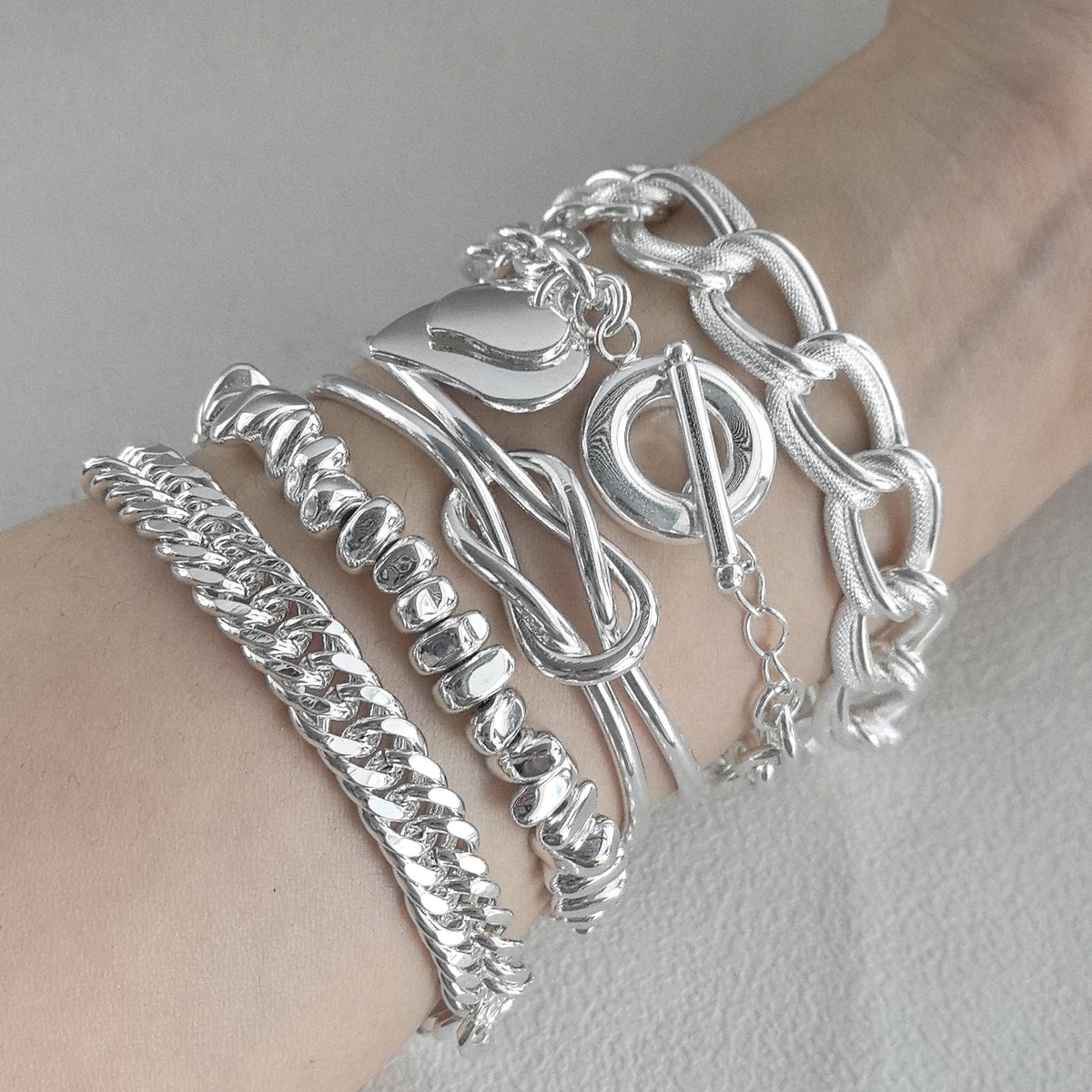 VENTFILLE 925 Sterling Silver Geometry Irregular Bracelet For Women Minimalist Niche Aesthetic Versatile
