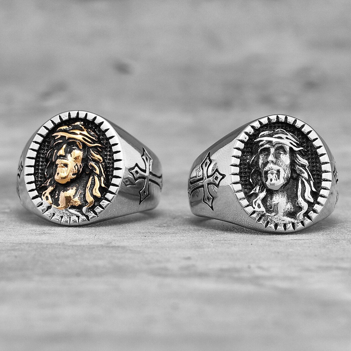 God Jesus Religion Cross Stainless Steel Men's Rings Trendy Punk Amulet for Male Boyfriend Jewelry Creativity Gift