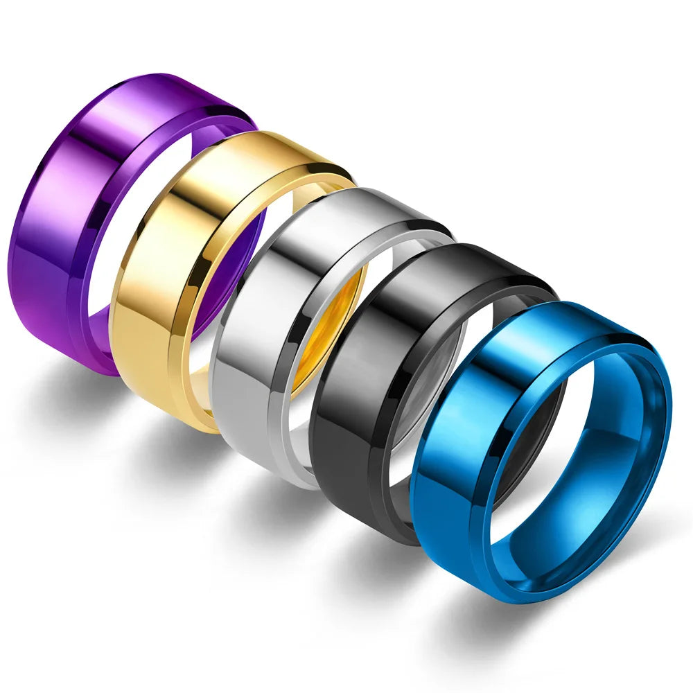 7 Colors 8mm Men Rings Titanium Stainless Steel Rings For Men Women Matte Brushed Wedding Engagement Ring Couple Jewelry Gift