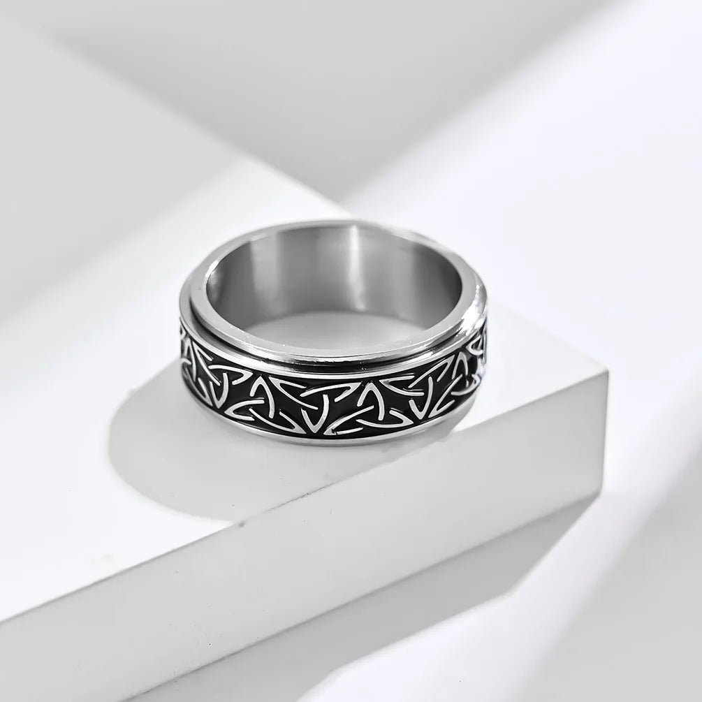 Vintage Irish Viking Celtics Knot Rings For Men Women Viking Stainless Steel Spinner Fidgets Rings Retro Rock Party Jewelry Gift