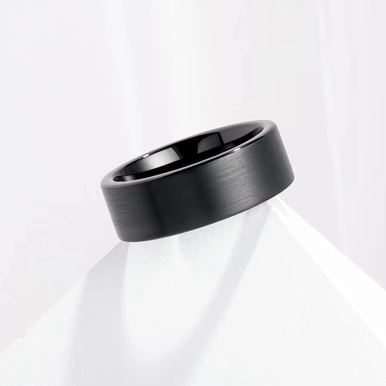 Simple 8mm Men Titanium Stainless Steel Rings Black Brushed Matte Finish Rings For Men Women Wedding Band Jewelry Drop Shipping