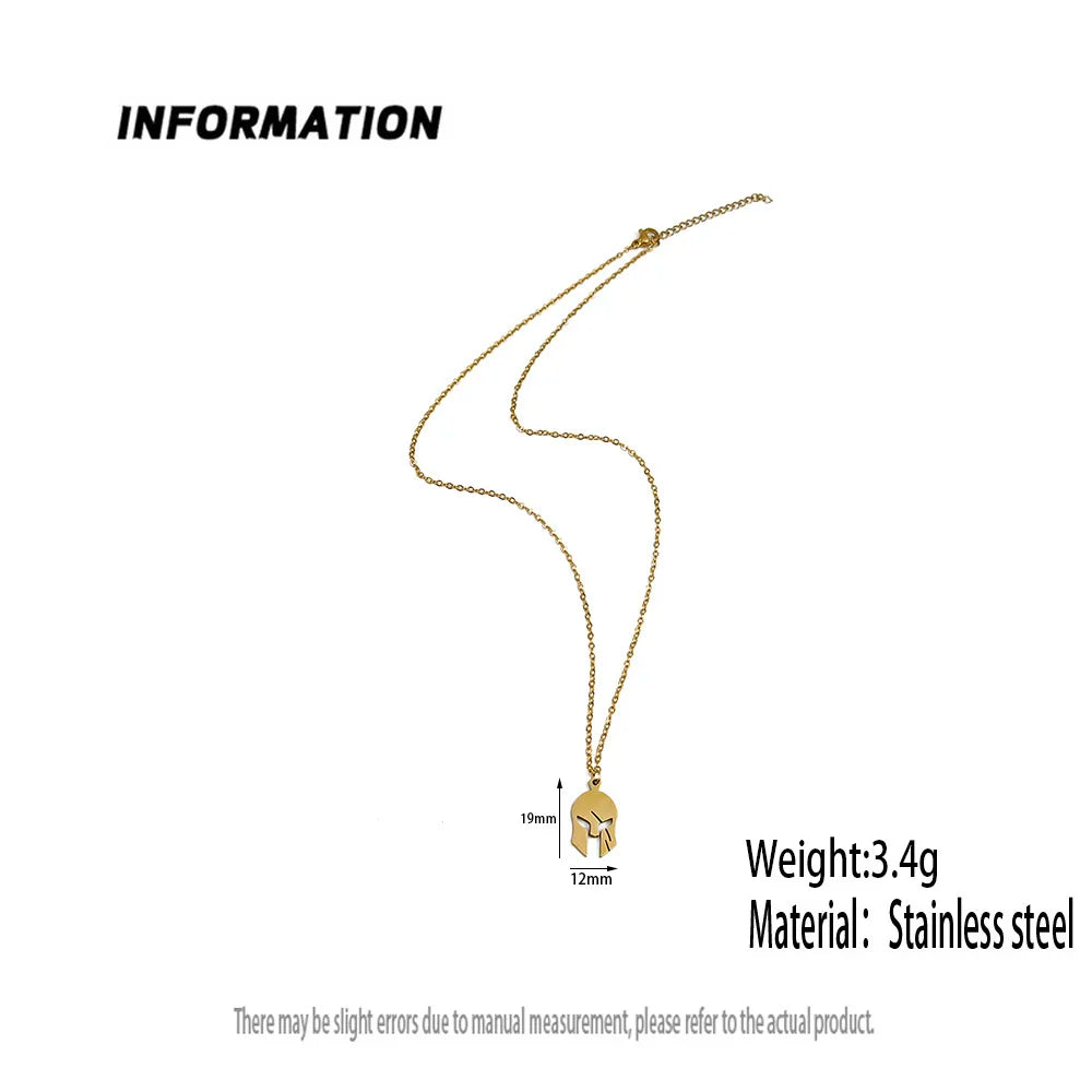 Fashionable and simple warrior mask collar, gold-plated Spartan Warrior women's necklace, rose gold chain, jewelry accessories