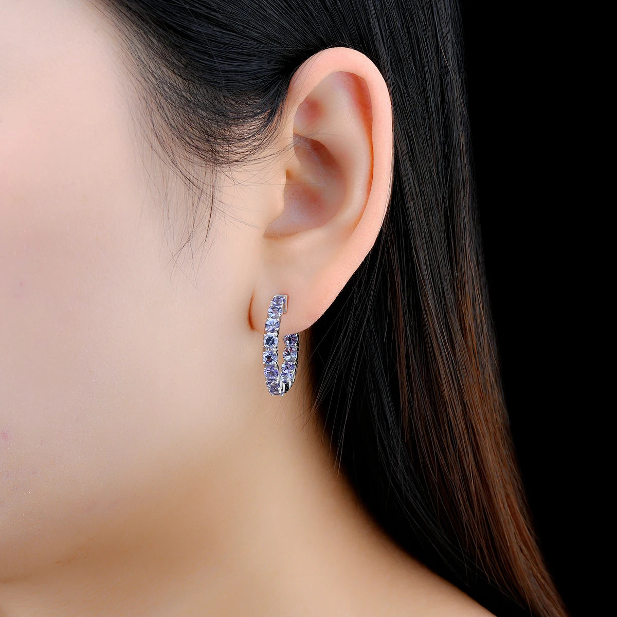 Natural Genuine Tanzanite Sterling Silver Clip Earring 4.3 Carats Romantic Color Women Classic Elegant Fine Jewelry S925 Gifts