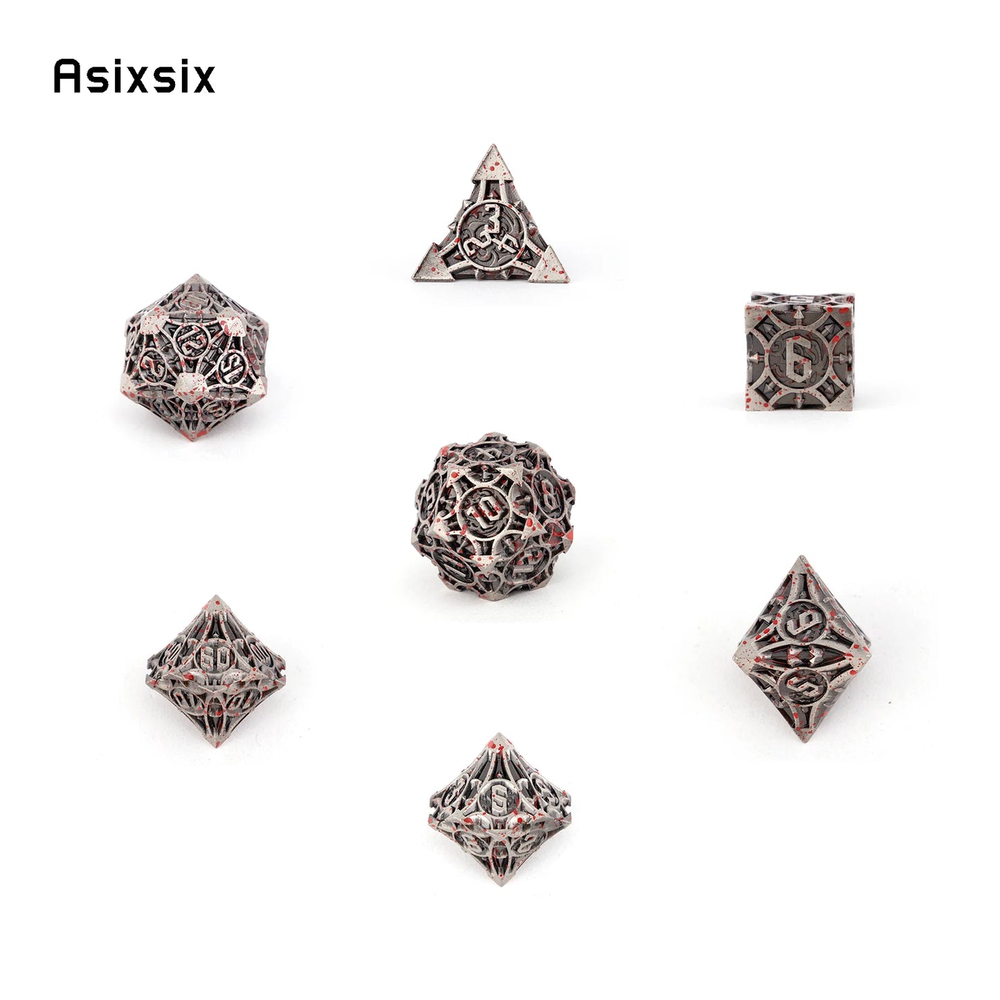 7 Pcs Copper Red Metal Dice Solid Metal Polyhedral Dice Set Suitable for Role-Playing RPG Board Game Card Game