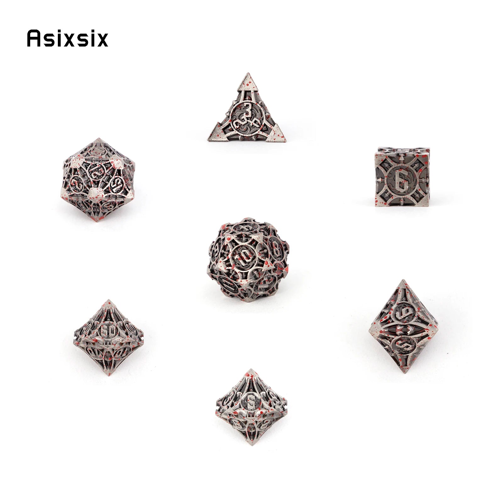 7 Pcs Copper Red Metal Dice Solid Metal Polyhedral Dice Set Suitable for Role-Playing RPG Board Game Card Game