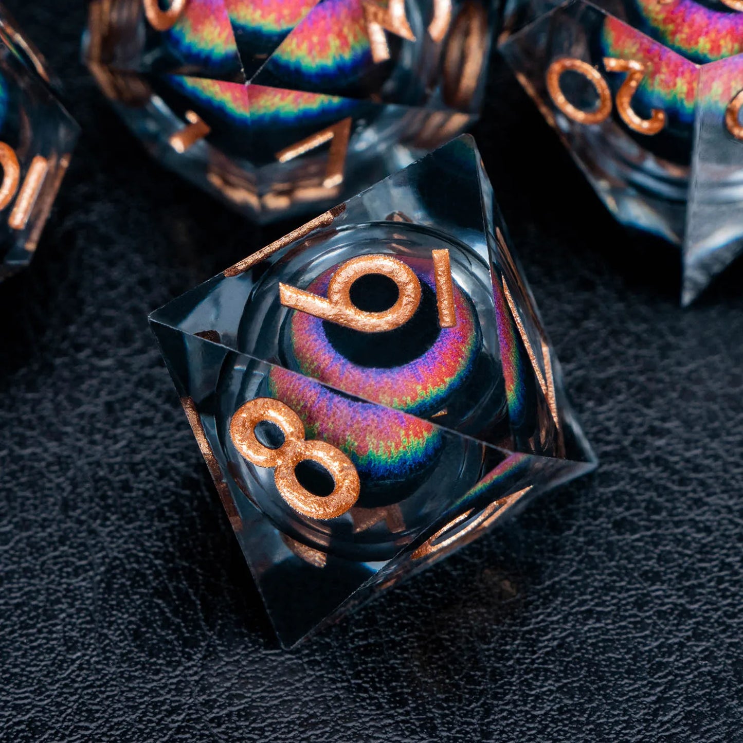 D and D Beholder's Liquid Flow Core Eye Resin Dice Set | Dnd Dungeon and Dragon Pathfinder Role Playing Game Dice | D20 D&D Dice