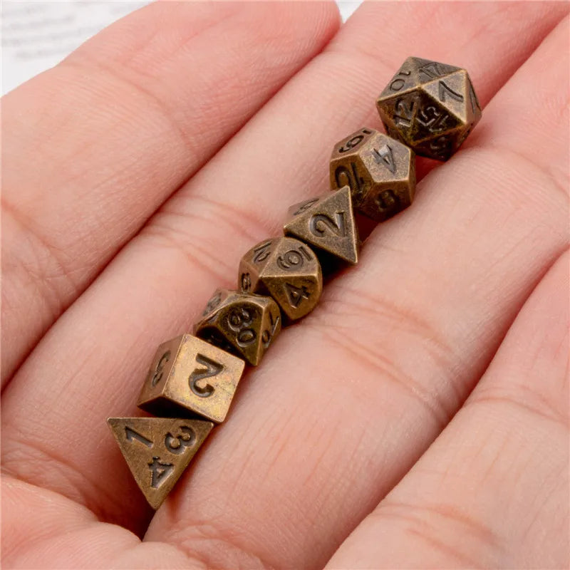 KERWELLSI DND MiNi Dice Set D&D, Polyhedral Metal Dungeon and Dragon Role Playing Game Dice, Handmade Dice D20 D12 D10 D8 D6 D4 MI02 CHINA