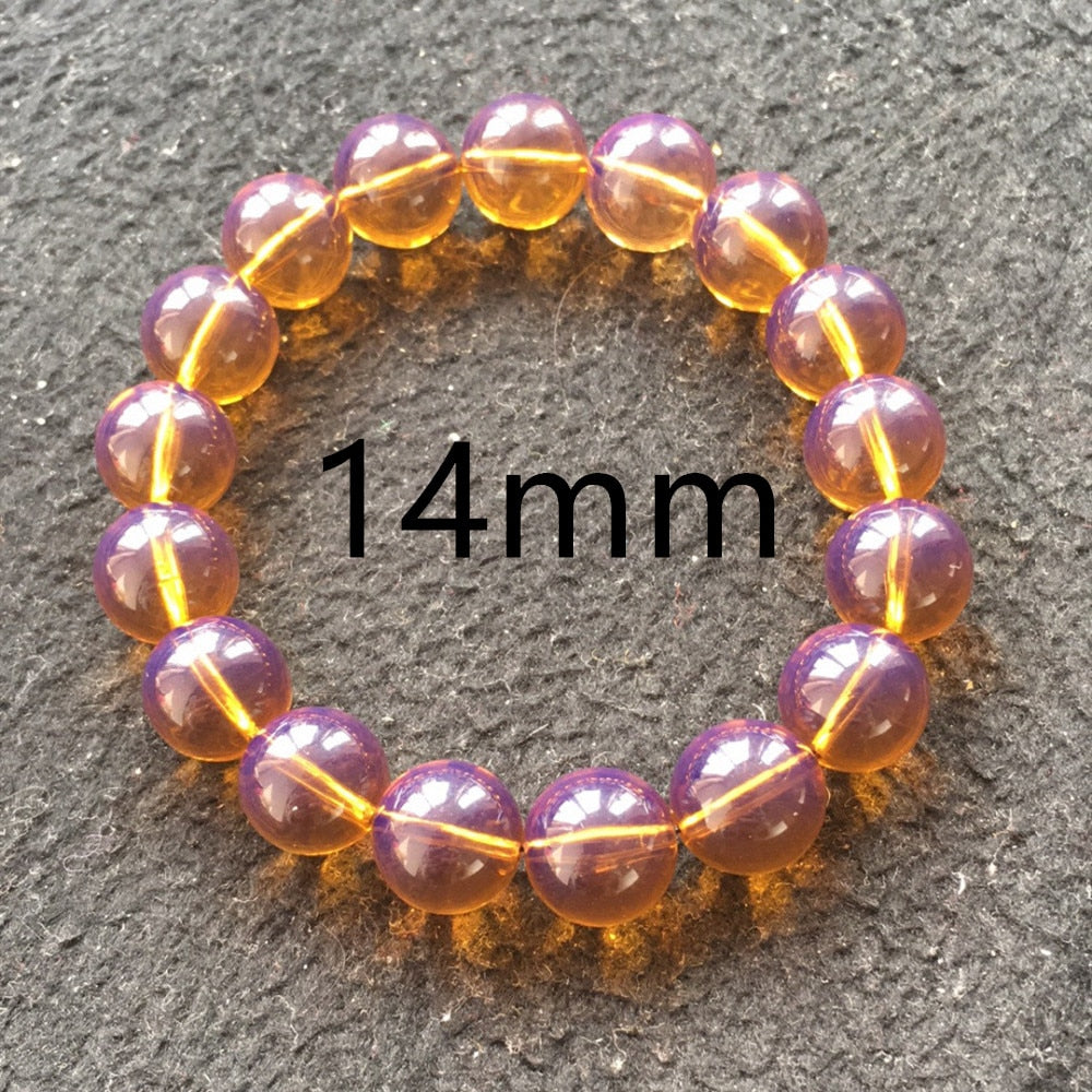 Genuine Natural Yellow Amber Blue Dominican Round Beads Bracelet Women Men Amber Healing 12mm 10mm 8mm Stretch Jewelry AAAAA 14mm