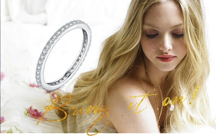 JewelryPalace 5A CZ Eternity Classic 925 Sterling Silver Wedding Engagement Band Ring for Woman Anniversary Gift Fine Jewelry