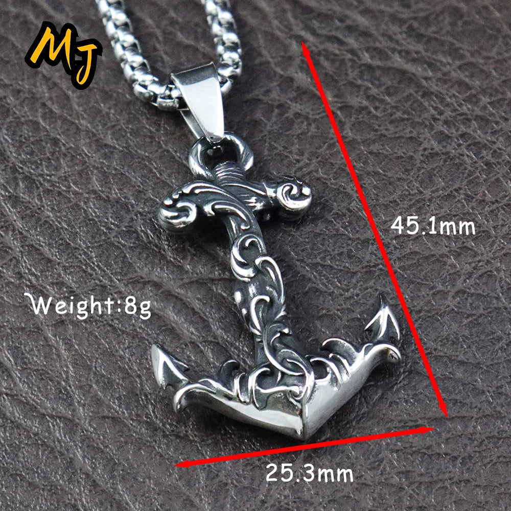 New Vintage Nordic Anchor Necklaces for Men Stainless Steel Viking Pendant Punk Biker Unique Amulet Jewelry Gift Dropshipping