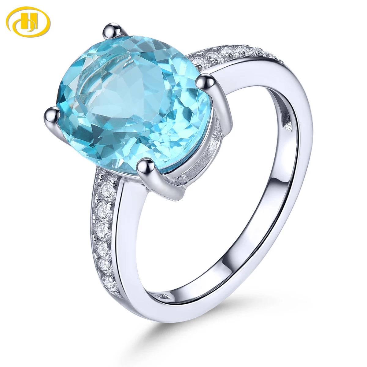 Natural Sky Blue Topaz Sterling Silver Rings 5.8 Carats Genuine Gemstone Pure Clean Gemstone Classic Engagement Fine Jewelry