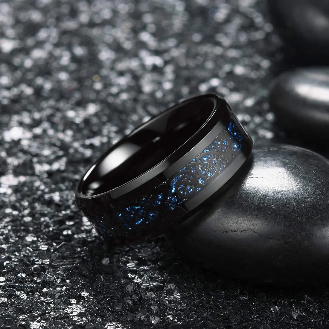 48 styles Fashion 8mm Celtic Dragon Stainless Steel Ring For Men Women Inlay carbon fibre Wedding Band Jewelry Anniversary Gifts