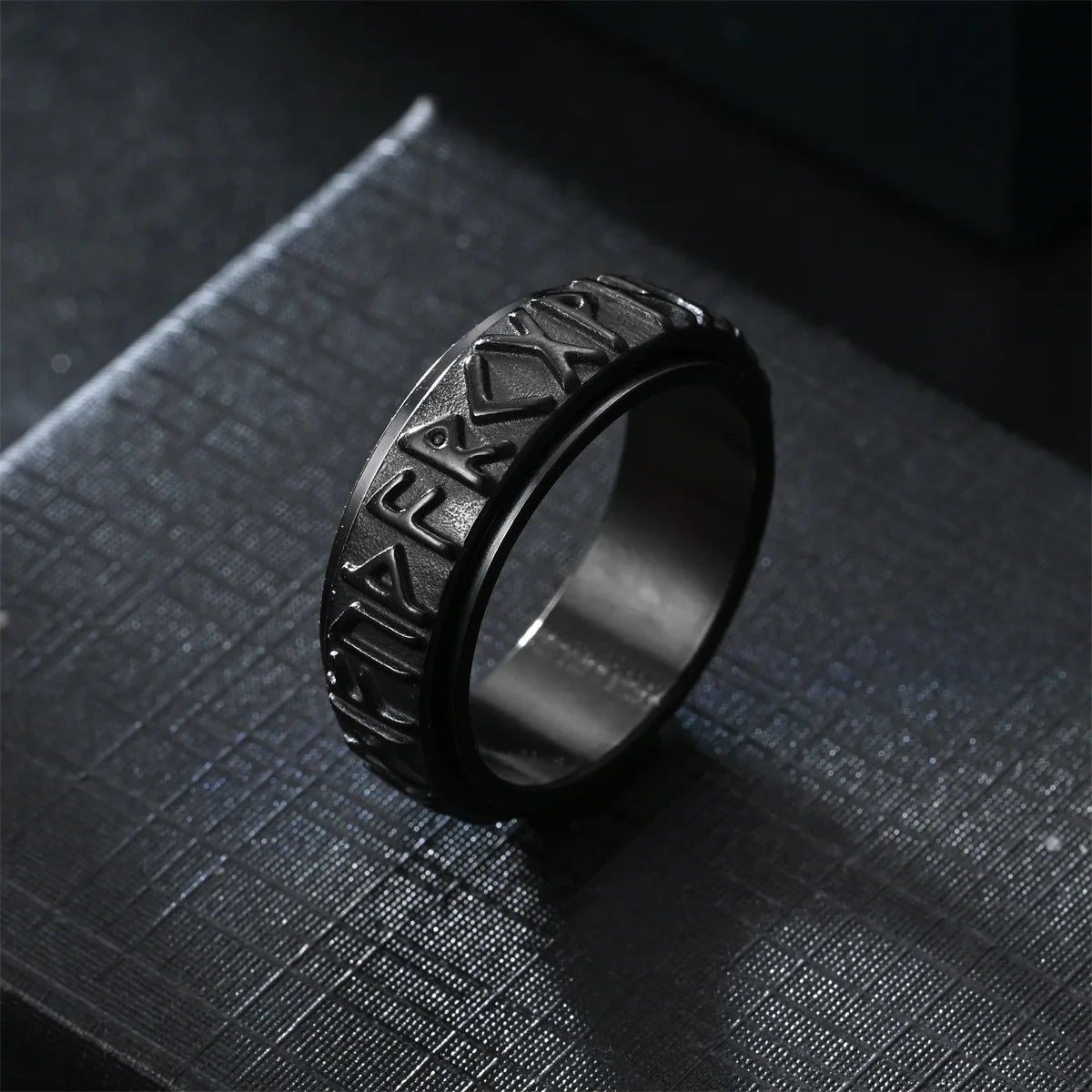 Vintage Odin Norse Viking Rune Rings For Men Women Viking Stainless Steel Spinner Fidgets Ring Retro Rock Party Jewelry Gift