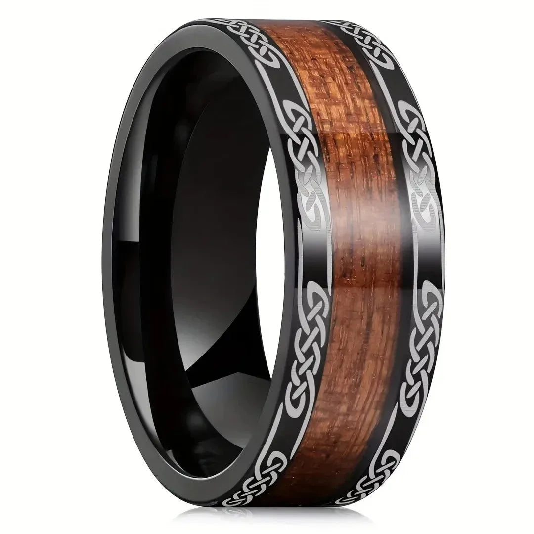 Fashion 8MM Gold Color Men Stainless Steel Ring Pink Abalone Shell Inlay Rings For Men Women Wedding Engagement Jewelry Gift