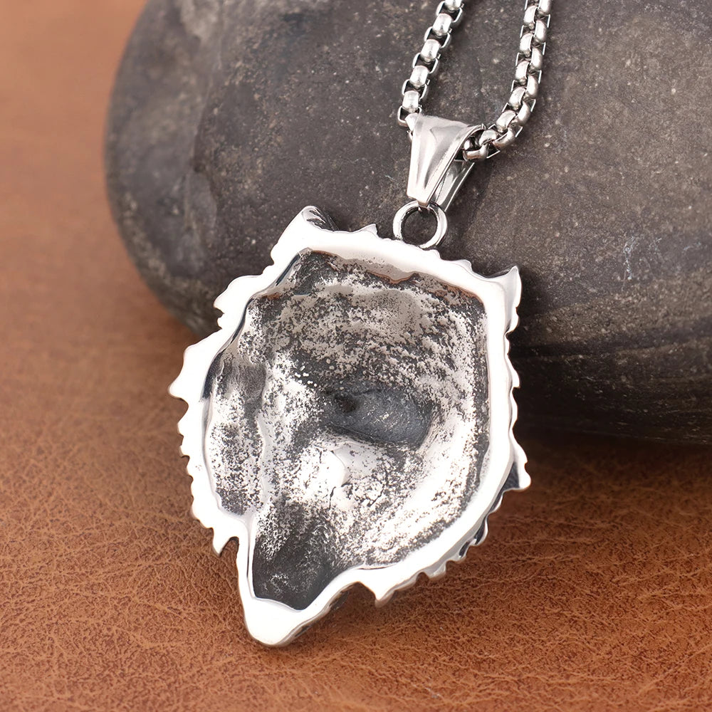 Fashion Charm Viking Wolf Head Pendant Trendy Men's 316L Stainless-Steel Animal Necklace Punk Rock Jewelry Accessories