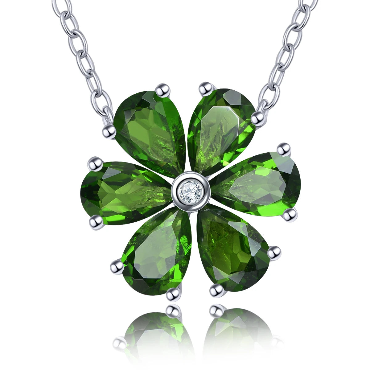 Natural Red Garnet Solid Sterling Silver Necklace 2.68 Carats Genuine Birthstone Romantic Flower Design S925 Fine Jewelry Gifts