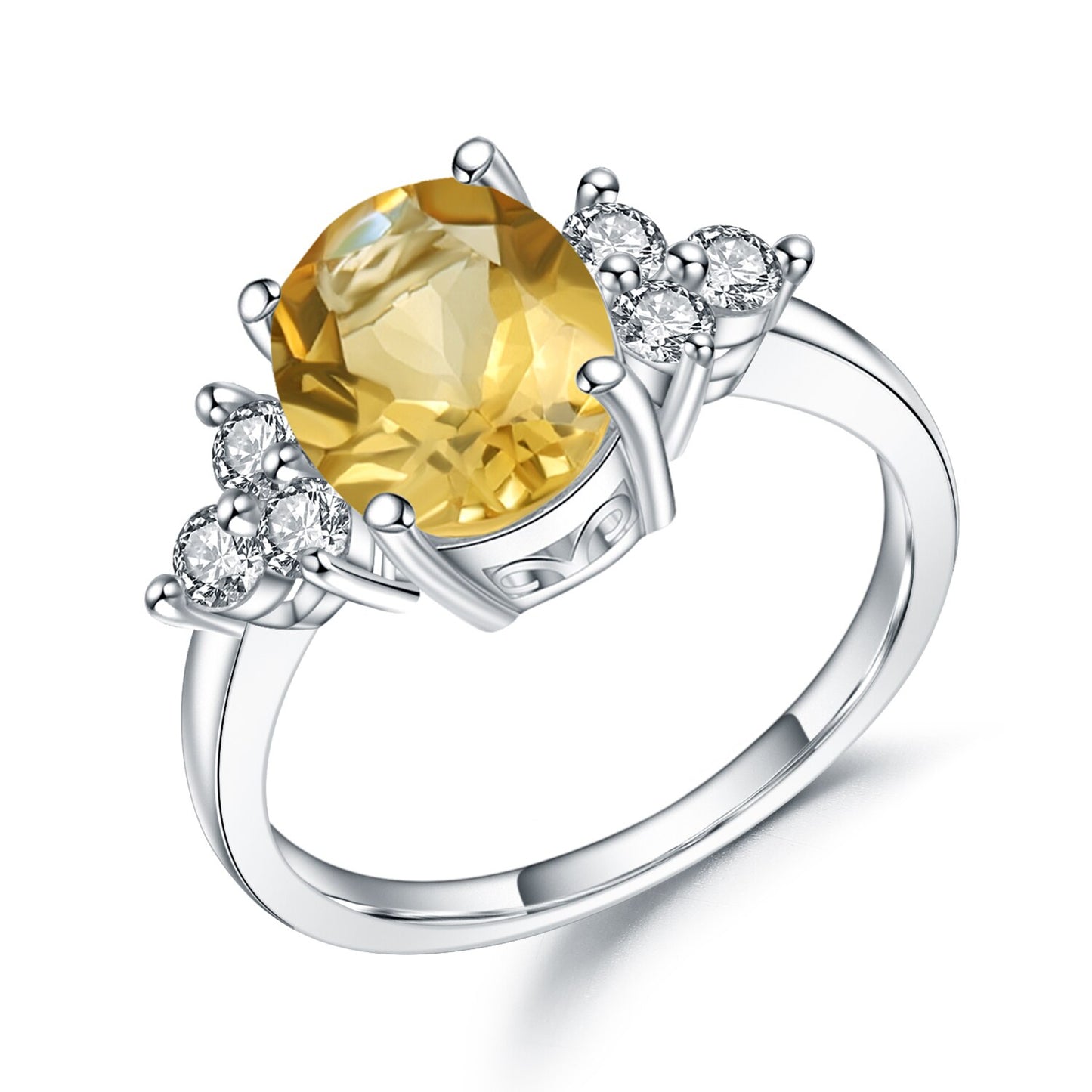 GEM&#39;S BALLET Classic Oval 2.60Ct Natural Citrine Anniversary Rings For Women 925 Sterling Silver Gemstone Ring Fine Jewelry Citrine|925 Sterling Silver