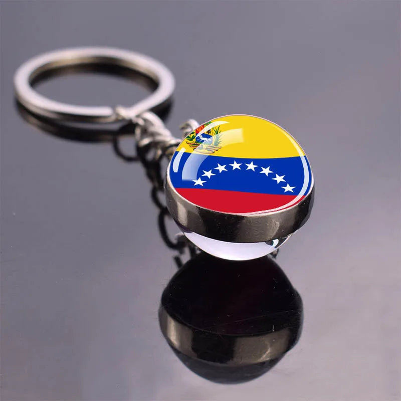 National Flag Keychains South America Countries Flag Glass Ball Key Chains Argentina Brazil Colombia Chile Keyring Jewelry Gift Venezuela