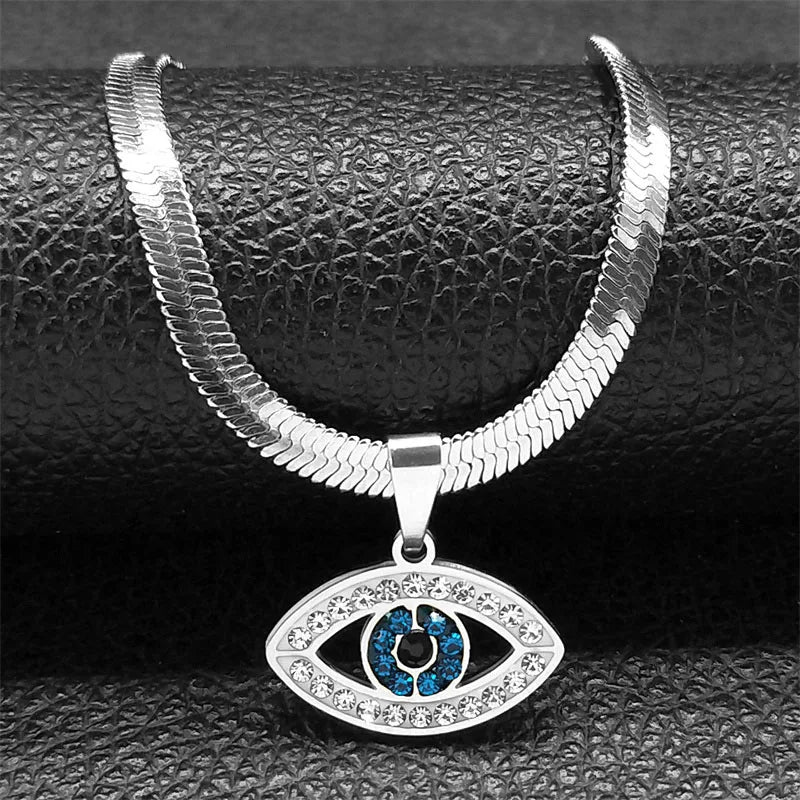 Vintage Crystal Evil Demon Eye Choker Necklaces for Women Stainless Steel Gold Plated Necklaces Jewelry Collares Mujeres N8239