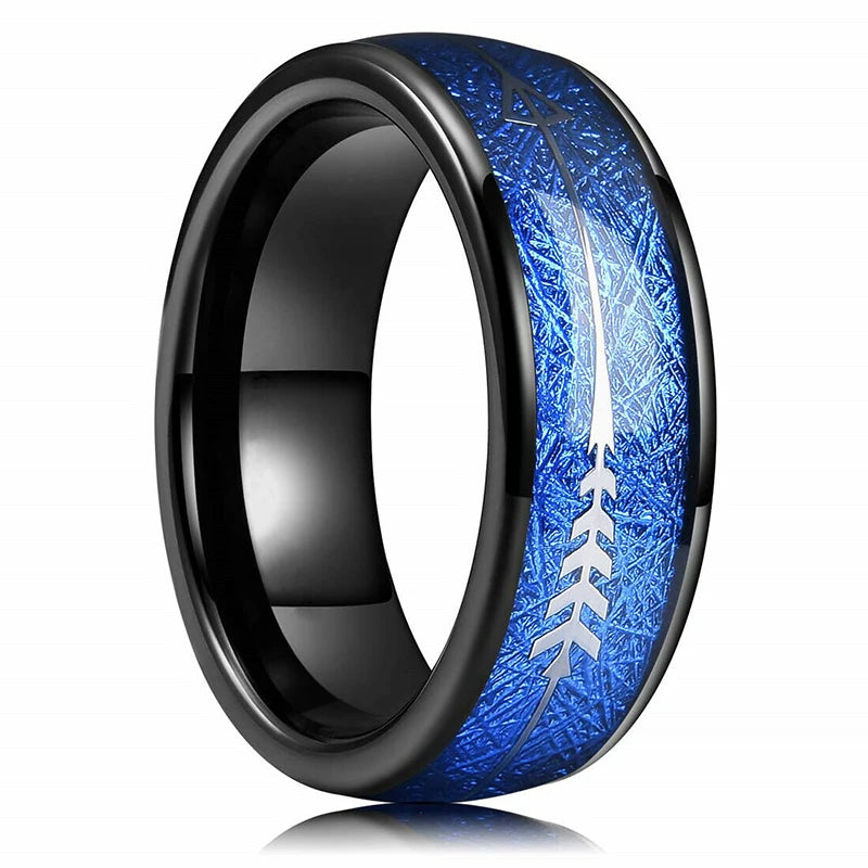 Fashion 8MM Rose Gold Color Stainless Steel Rings For Men Women Colorful Abalone Shell  Inlaid Men Rings Wedding Party Jewelry