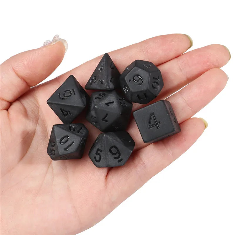 7pcs/set Black Matte Dice Set Personality Unprinted Polyhedron Cubes For DND Board Game Digital Dice