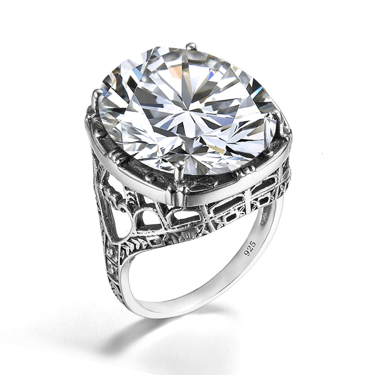 Real 925 Silver Women Amethyst Gemstone Ring Wedding Rings Handmade Processing Victorian Antique Jewelry Cubic Zirconia