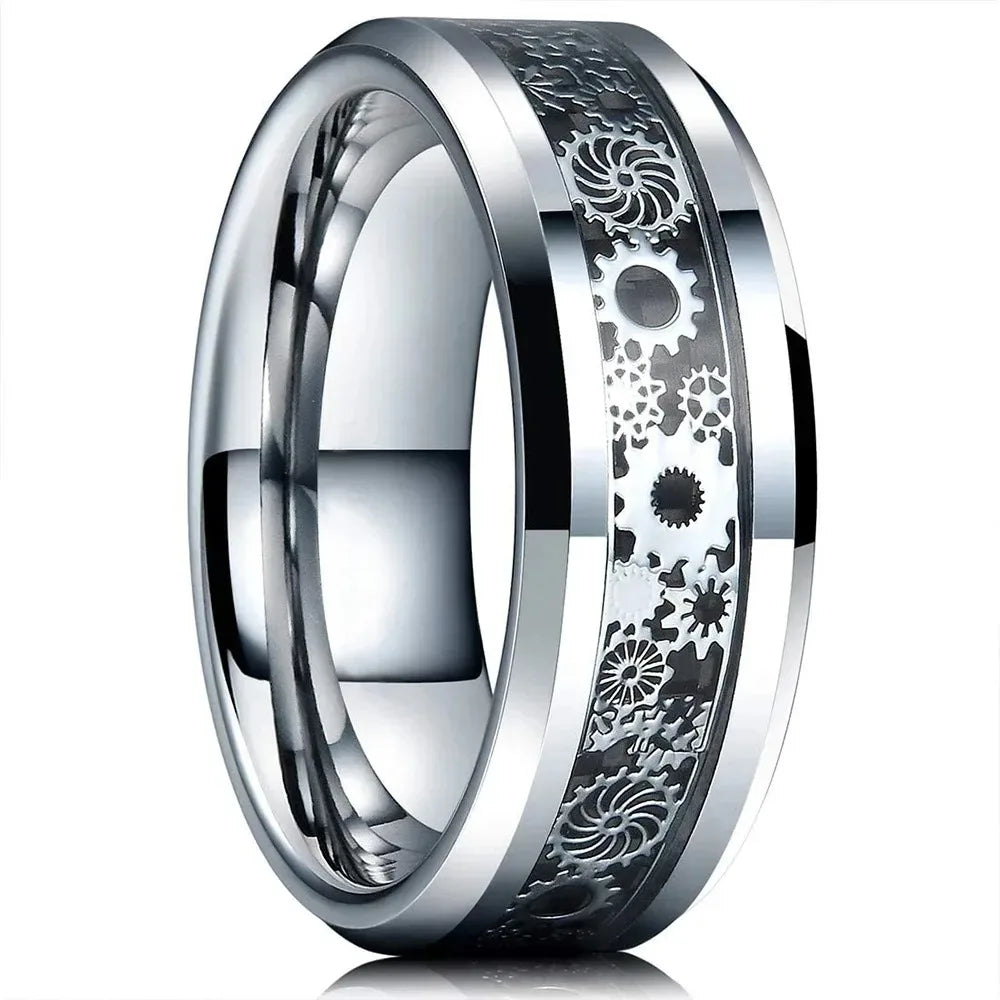Fashion 8mm Tricolor Titanium Wedding Rings For Men Black Brushed Stainless Steel Ring Men's Wedding Band Jewelry
