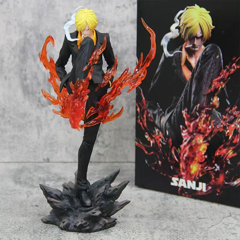 24cm One Piece Gk Sanji Standing Posture Demon Kick Red And Blue Special Effects Anime Figure Model Ornament Statue Toy Gifts