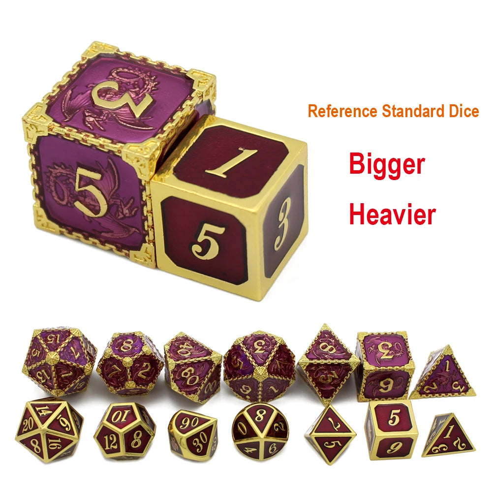 YANSHEGNYI-Metal Dice Dice Set, Dragon, RPG, D & D Board Games, Sex Polyhedral, D Dice, Dadi Dados, 7Pcs