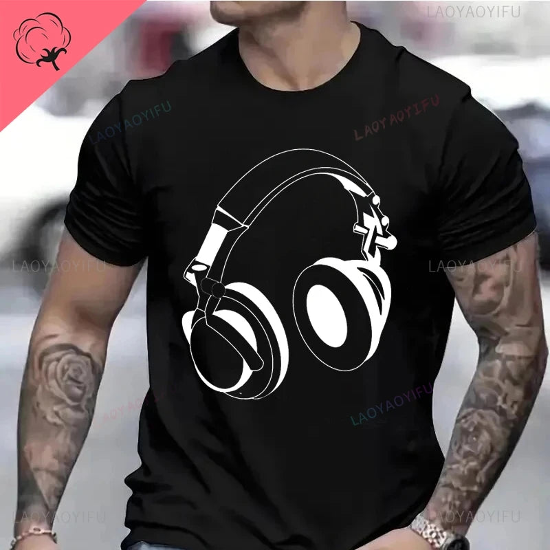 Dj Electronic Dance Music Techno Rave T Shirt Summer Graphic Cotton Streetwear Short Sleeve Birthday Gifts T-shirt Men Clothing BD-black 1