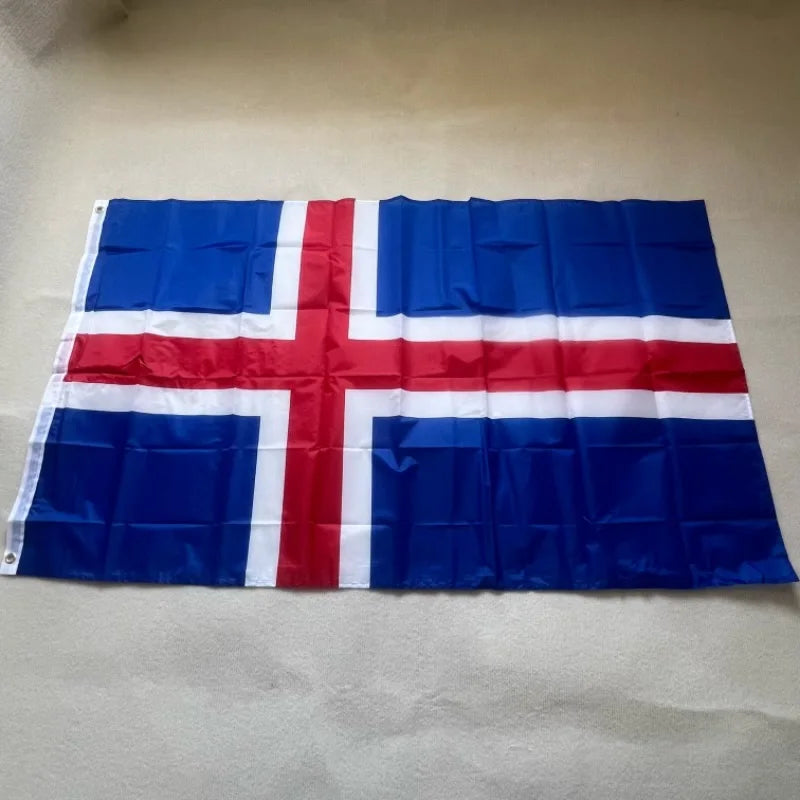 Iceland flag 90x150cm polyester hanging printed Icelandic Red Cross flag Indoor outdoor festive sports decorated banner flags
