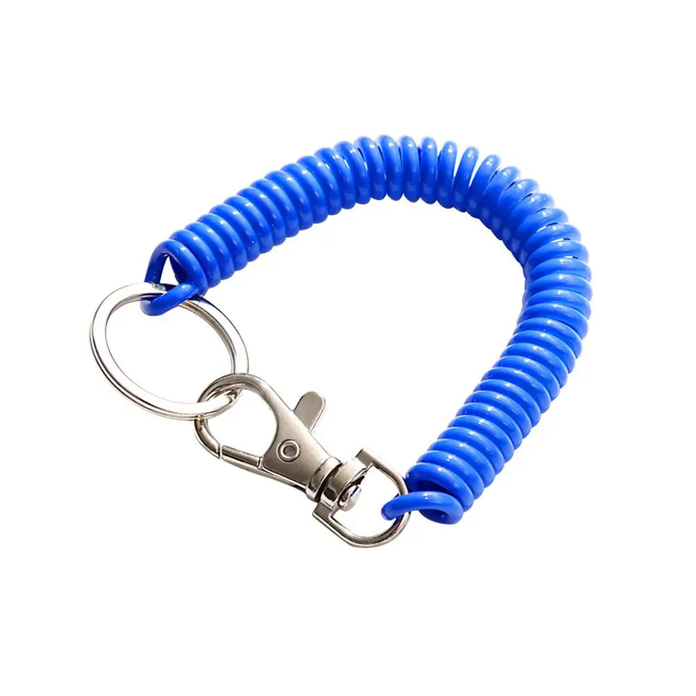 18cm Spiral Elastic Spring Rope Keychain Key Ring Metal Carabiner For Outdoor Anti-lost Phone Spring Key Cord Clasp Hook