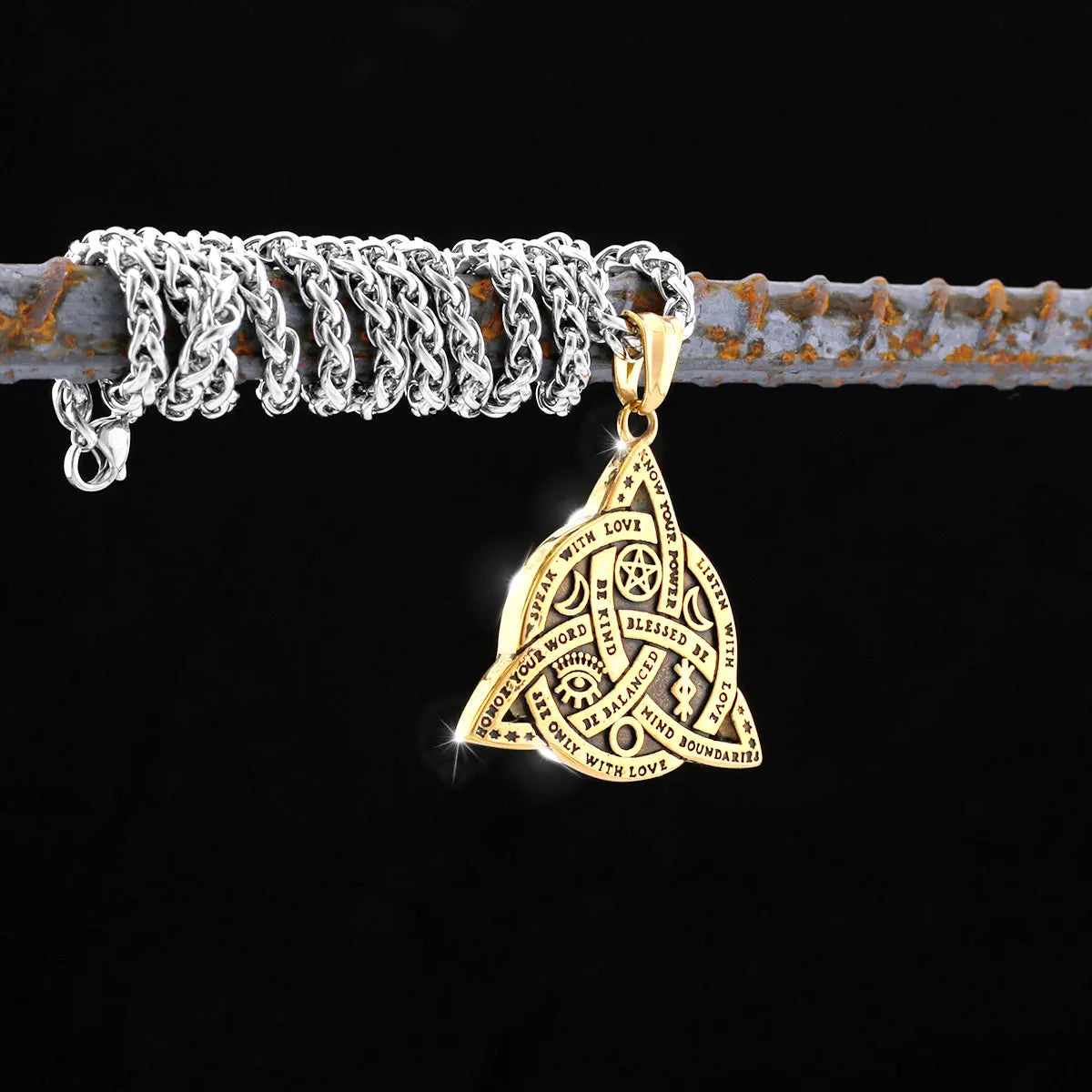 Nordic Totem Amulet Rune Necklace Retro Geometric Pattern Stainless Steel Jewelry Viking Punk Pendant Men's Fashion Jewelry Gift